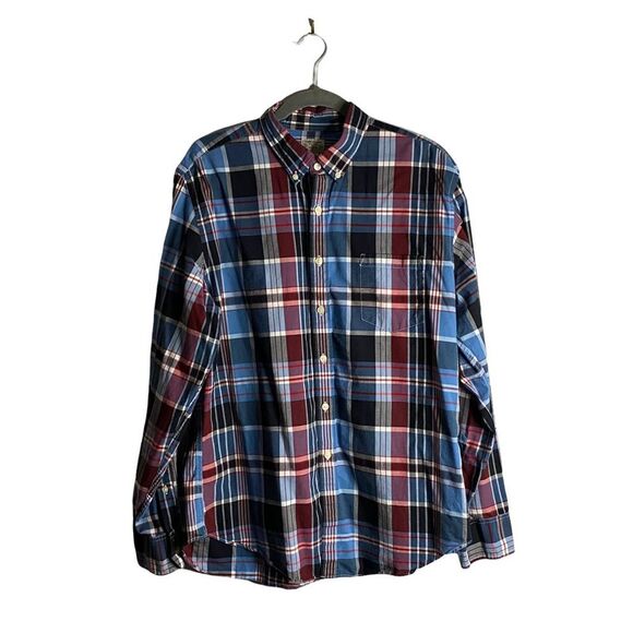 J. Crew Men's Summer Plaid Blue Button Down Shirt - Picture 1 of 7